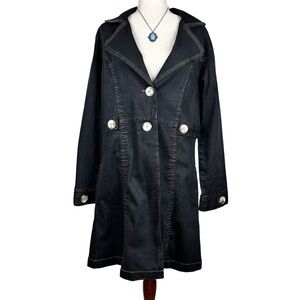 NorthStyle Women’s XL Charcoal Denim Coat Button Front 90s Minimalist Classic